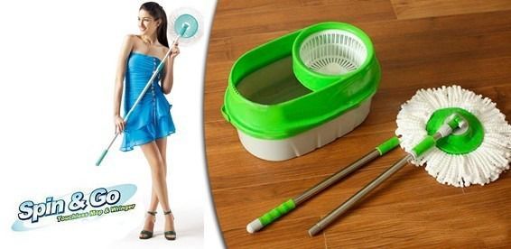 Швабра с ведром и отжимом, Spin and Go 2 (Спин энд Гоу 2) зеленая